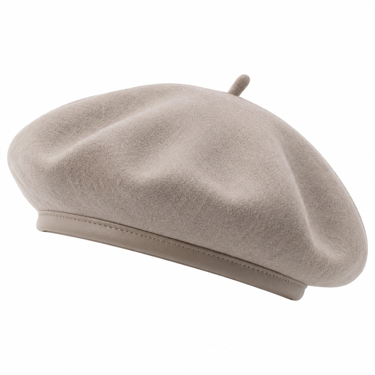 Damen Filz Baskenmütze Beige