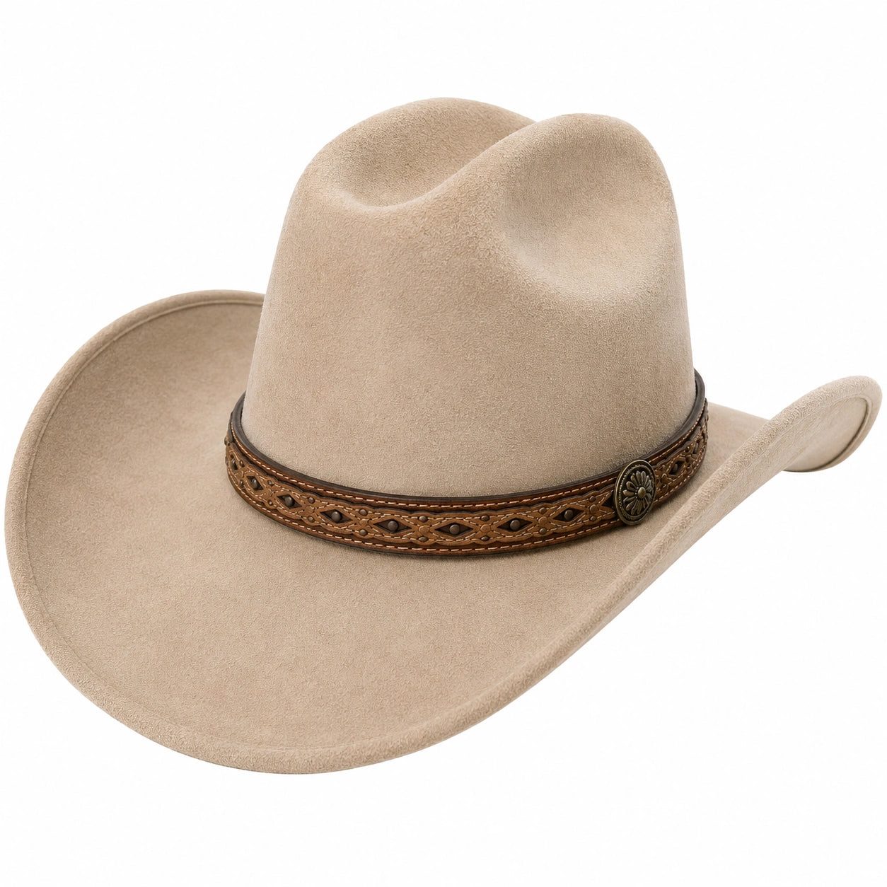 Cowboyhut Beige mit Dekorativem Hutband