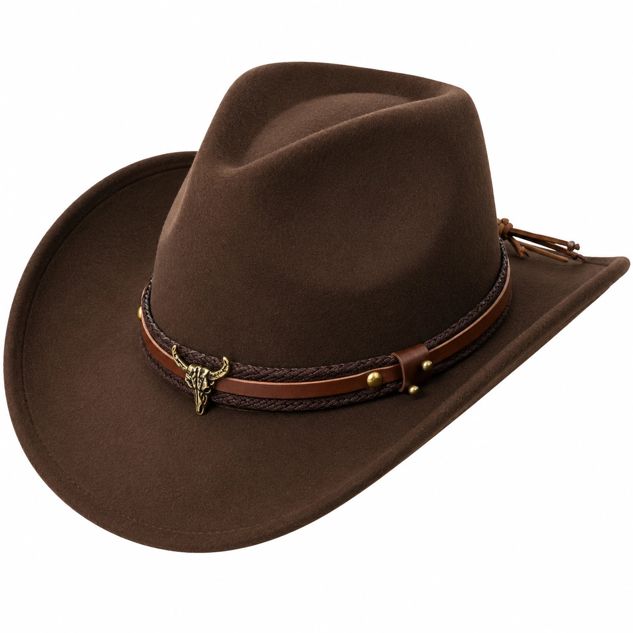 Brauner Cowboyhut mit Dekorativem Band
