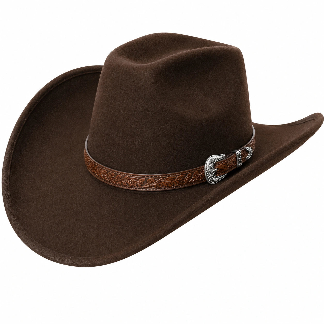 Brauner Western-Cowboyhut mit Lederband
