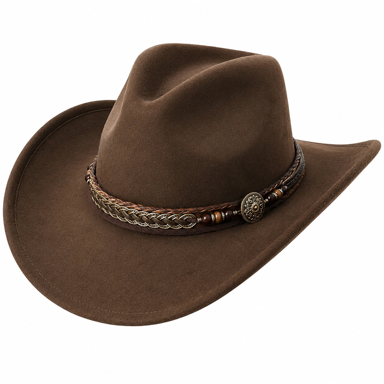 Brauner Cowboyhut mit Geflochtenem Hutband