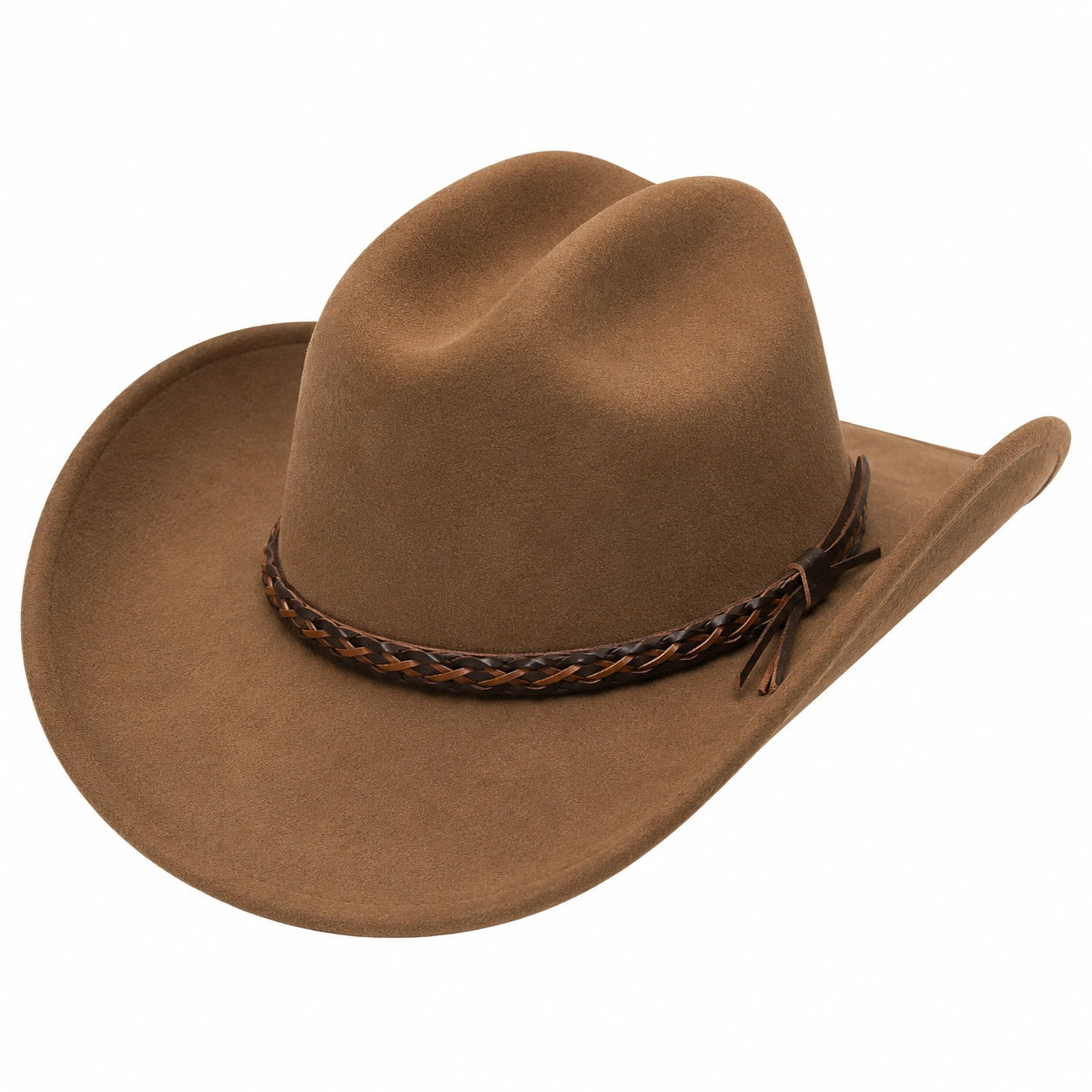 Brauner Cowboyhut mit Geflochtenem Band