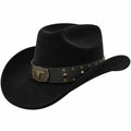 Schwarzer Western-Cowboyhut mit Lederband und Nieten