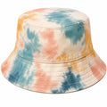 Fischerhut mit Batikmuster in Blau, Orange und Rosa