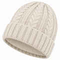 Strickmütze in Beige mit Zopfmuster