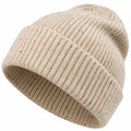 Unisex Beanie Mütze aus Rippenstrick Beige