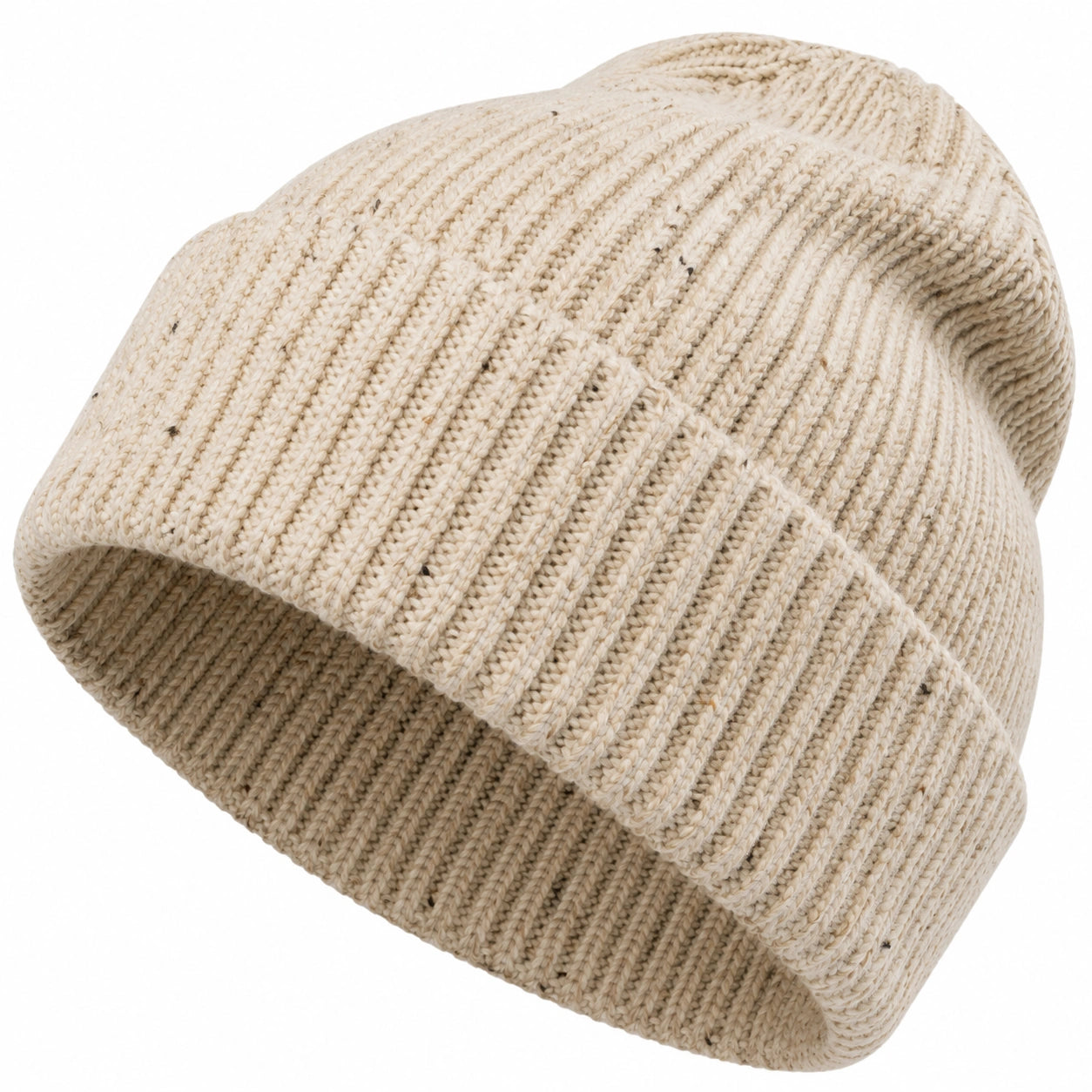 Unisex Beanie Mütze aus Rippenstrick Beige