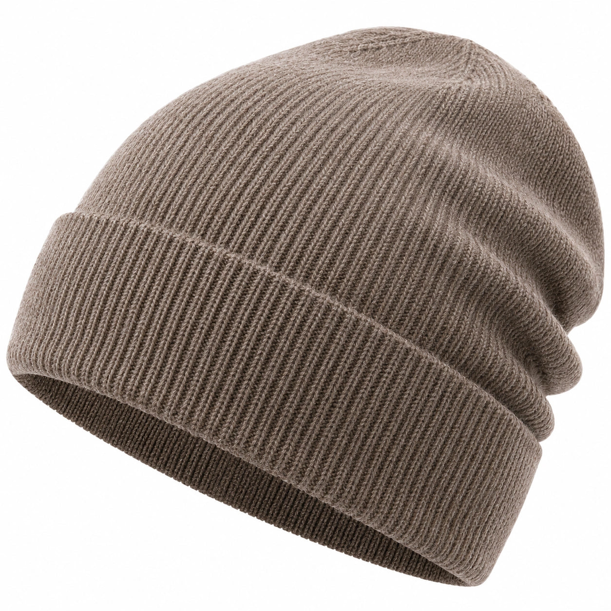 Unisex Beanie Mütze im Rippenstrick Hellbraun